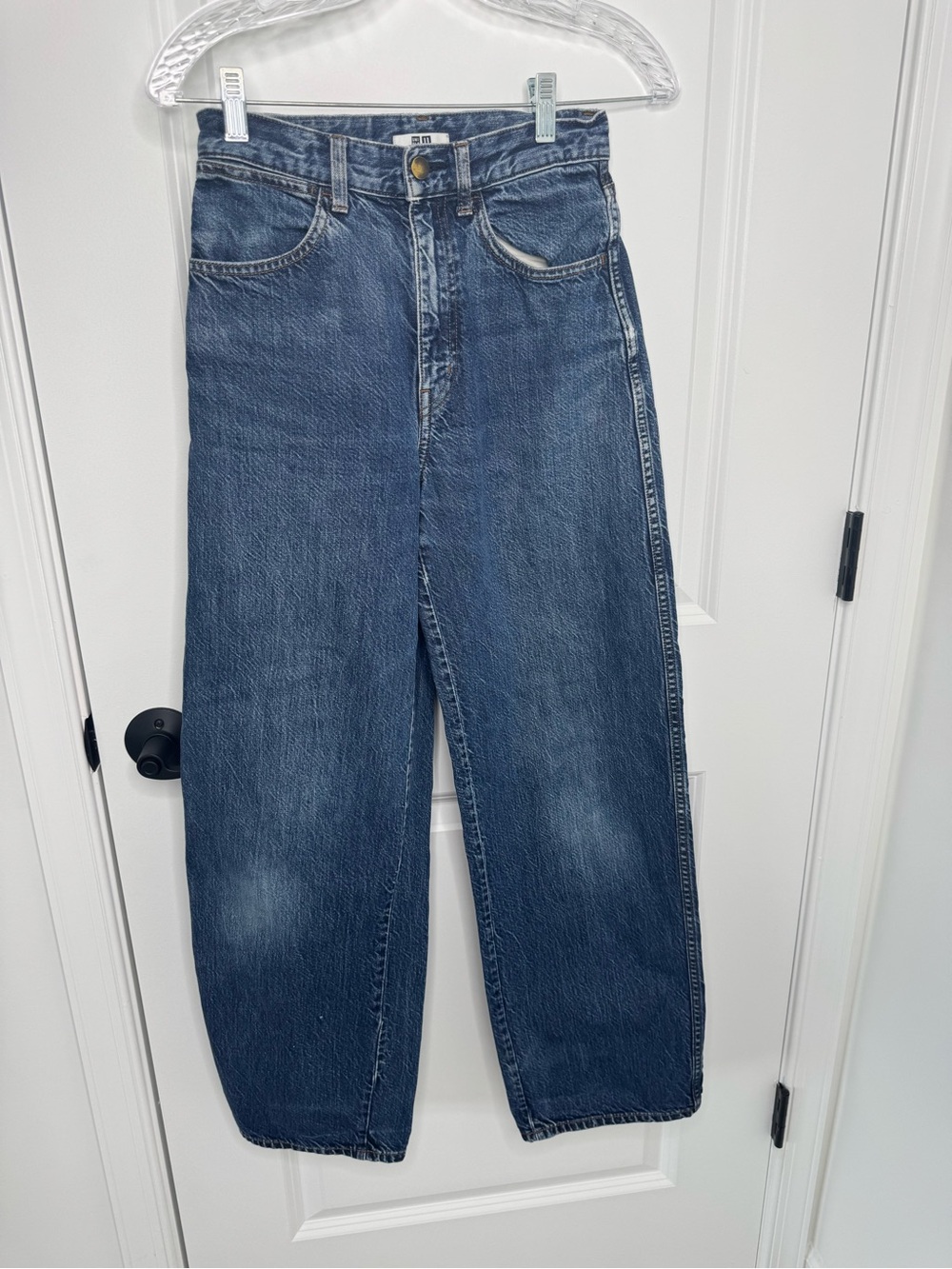 Uniqlo Women's dark blue Wide-Leg barrel Jeans 23